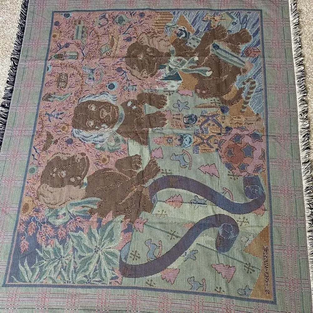 Vintage  Crown Crafts Dog Puppy Christmas holiday blanket